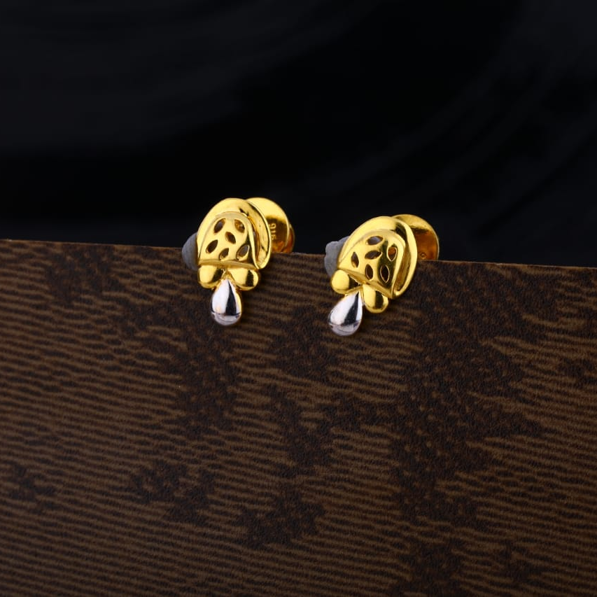 916 Gold Hallmark Stylish Ladies Plain Earring LPE278