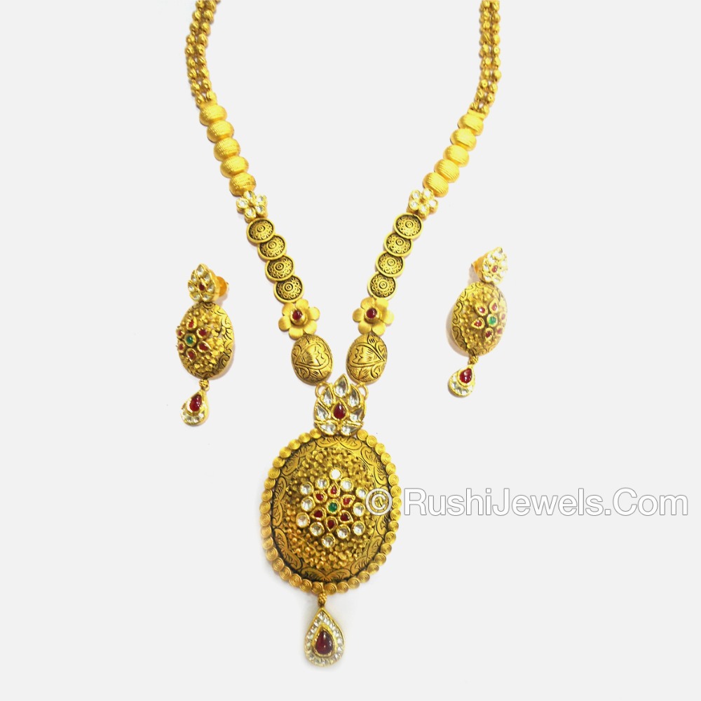 916 Gold Antique Long Necklace Set