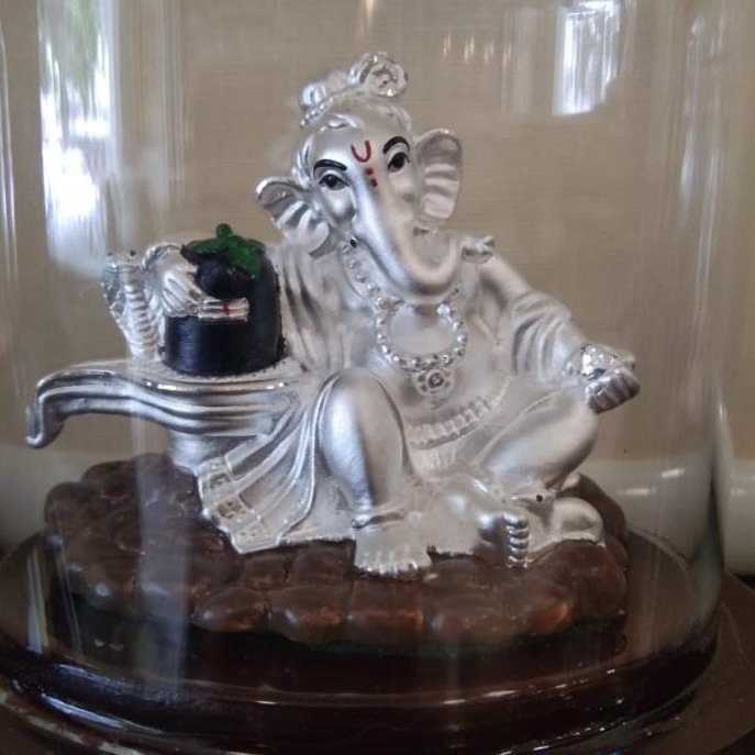 925 Silver Unique Hallmark  Ganesh Statue With Shivling