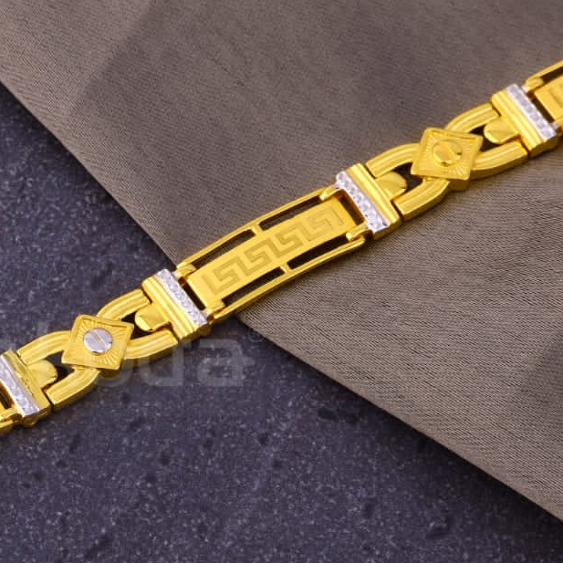 916 Gold CZ Mens Exclusive Plain Bracelet MPB305