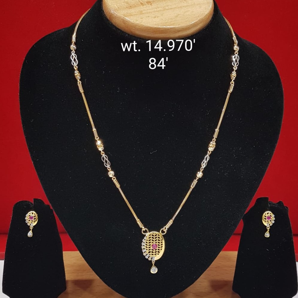 22k gold oval shape design Necklace set