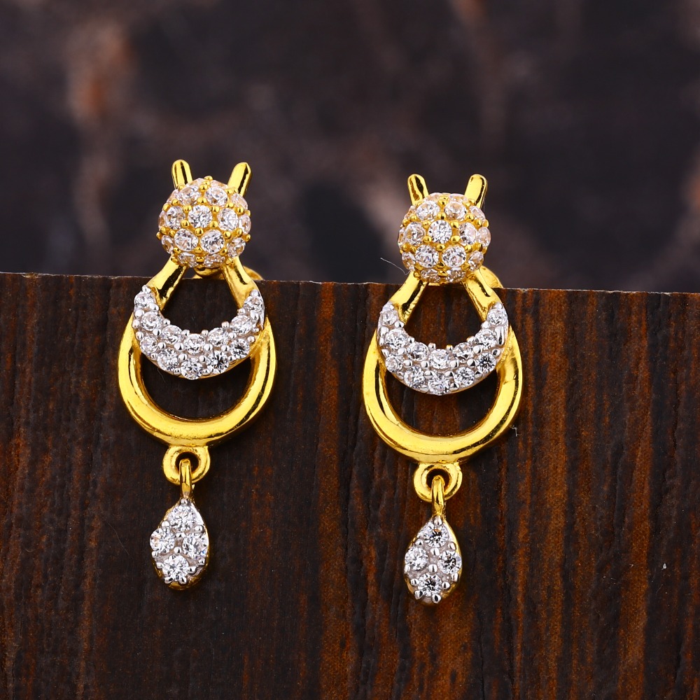 22KT Gold CZ Diamond Classic Ladies Earring LFE533