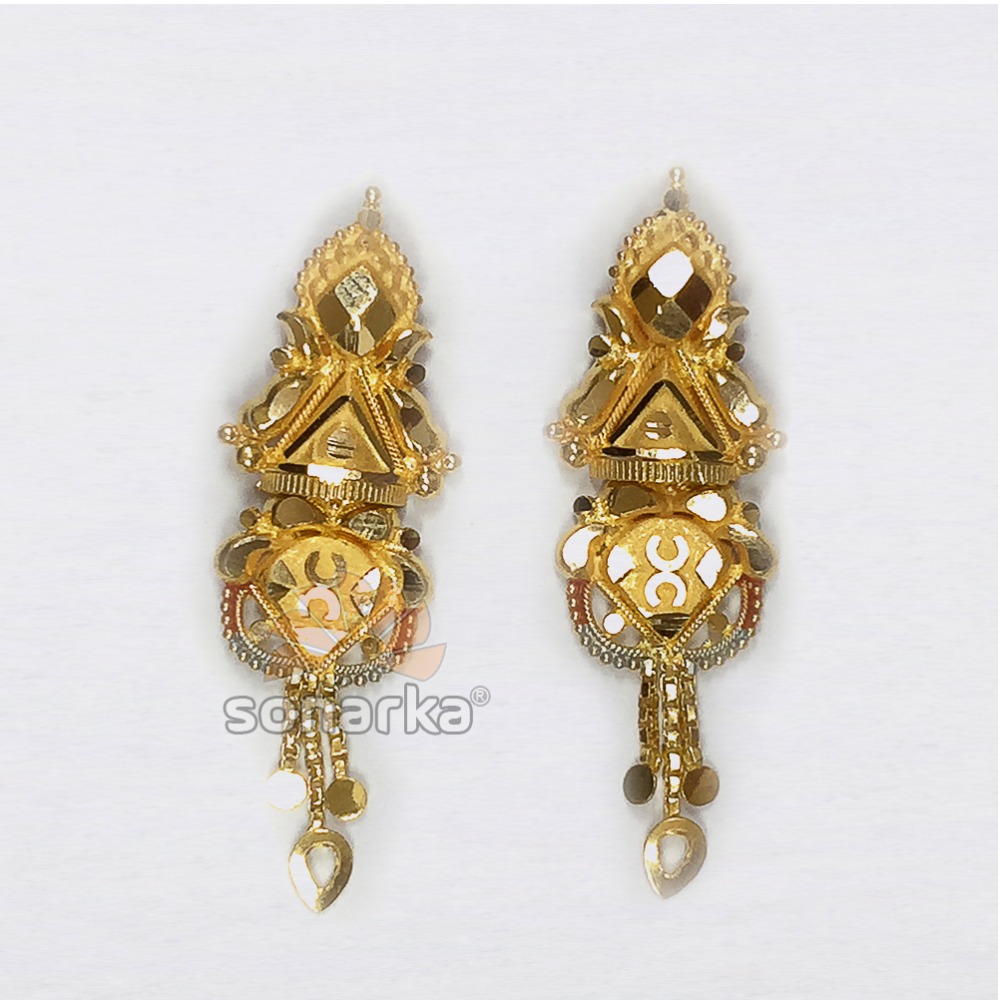22k Yellow Gold Drop Earrings Indian Design