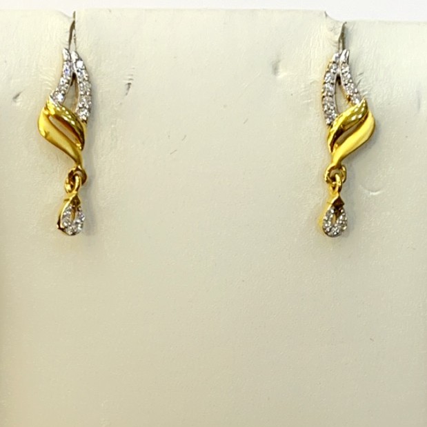 22k 916 gold plan cz casting earrings
