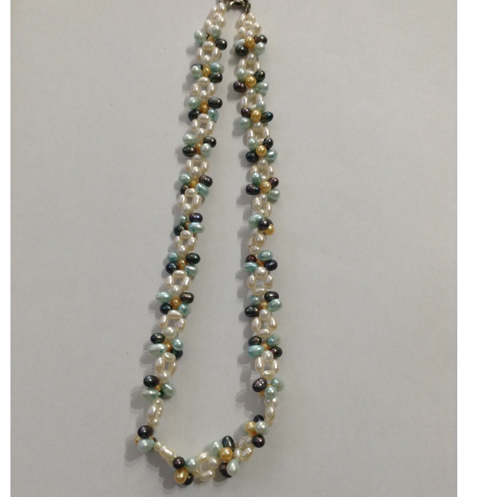 Freshwater multicolour rice pearls jaali mala JPM0220