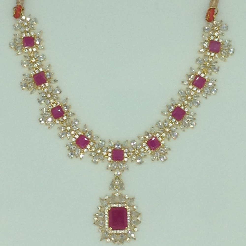 Red and White Cz Necklace Set JNC0204