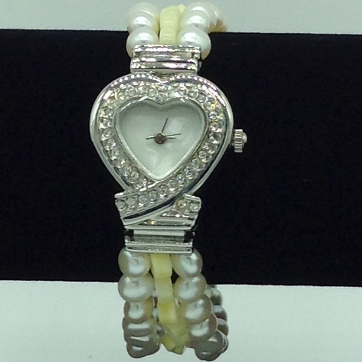 Freshwater Button Pearls And Yellow Semi Beeds Watch JBG0215