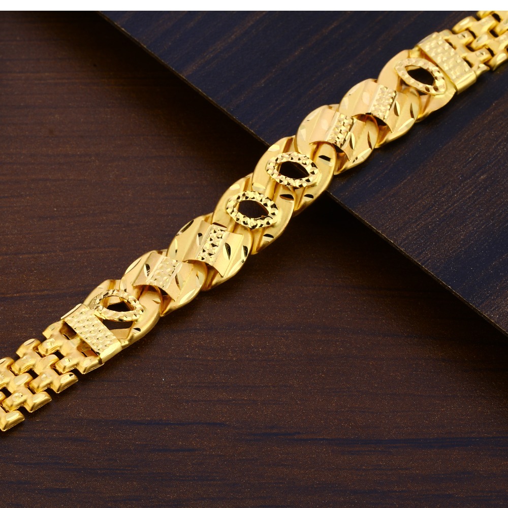Manufacturer of 916 gold cz mens stylish plain bracelet mpb308