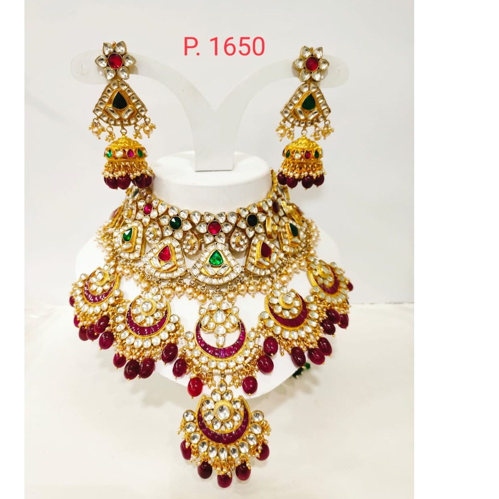 Best marriage dulhan set with red and green stone choker set 1238