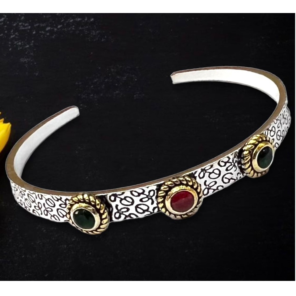 925 silver antique color stone kada