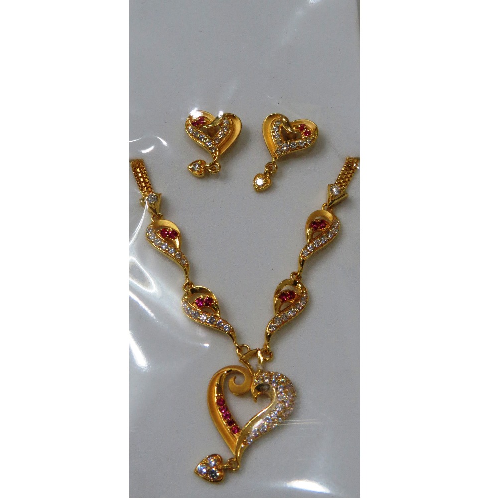 22kt Gold Cz Casting Short Necklace Set