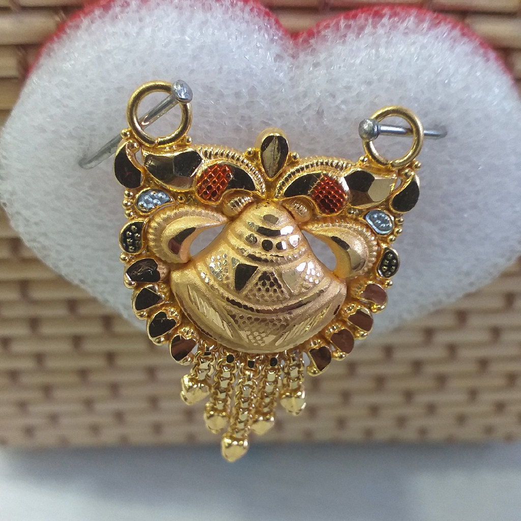 916 gold with red color mangalsutra pendant