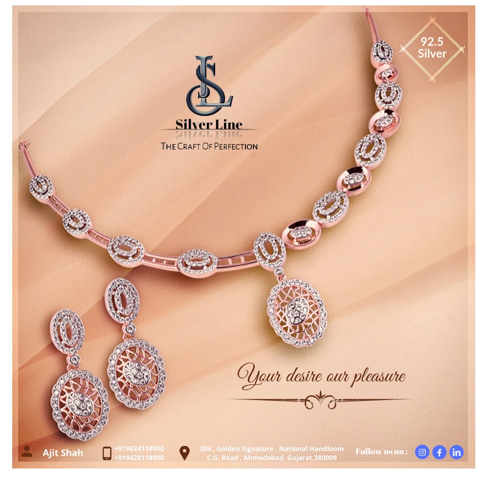 92.5 Silver rosegold Necklace