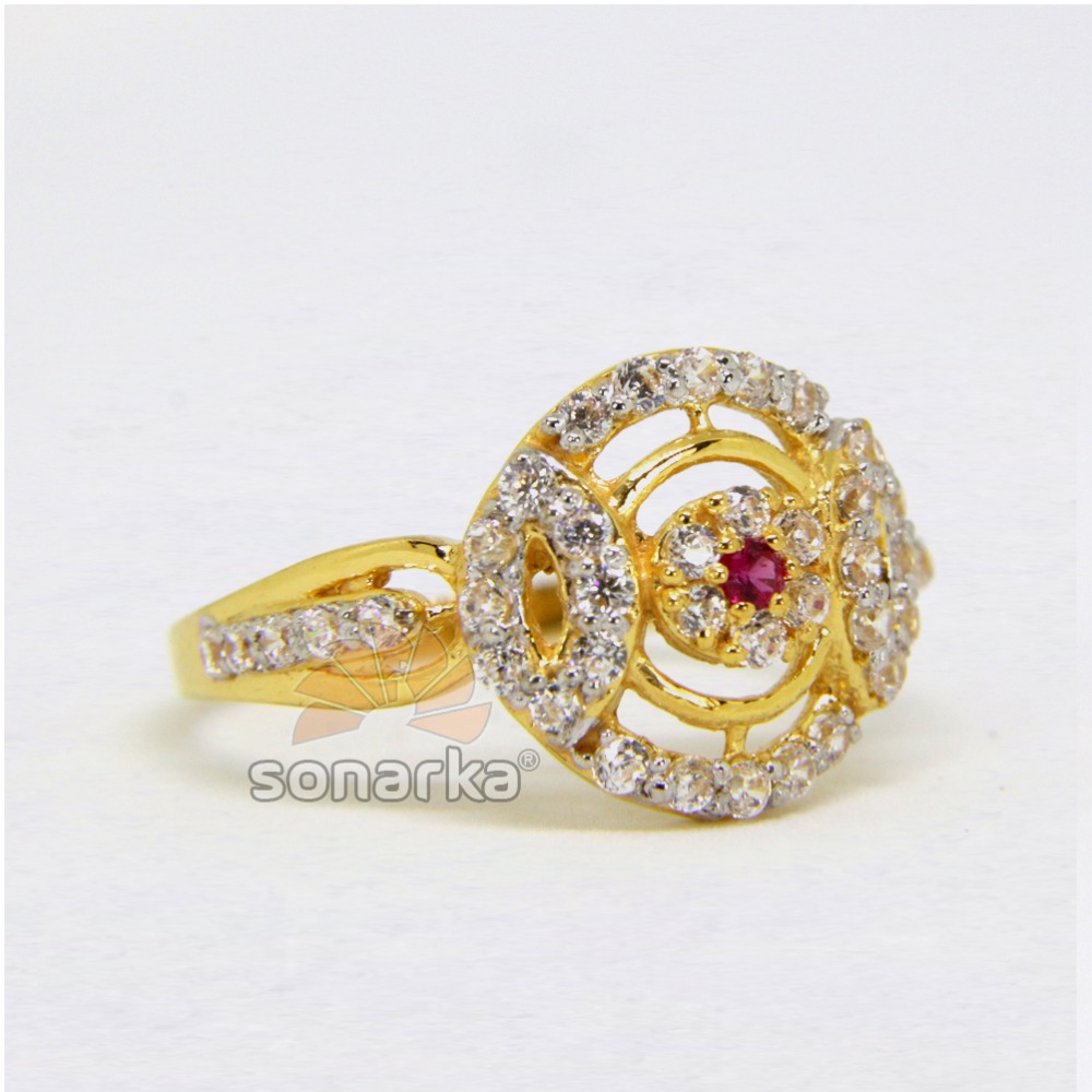 22ct Hallmarked Gold ladies Ring Studded with Cubic Zircon stones