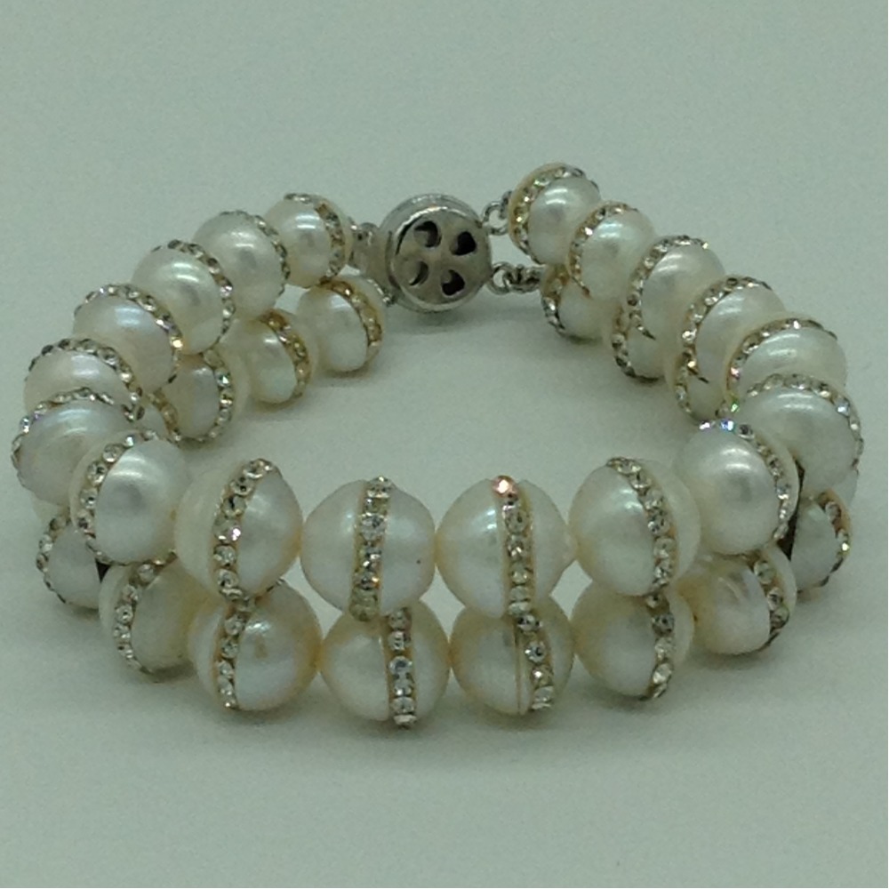 White round jagmag pearls 2 layers bracelet jbg0196