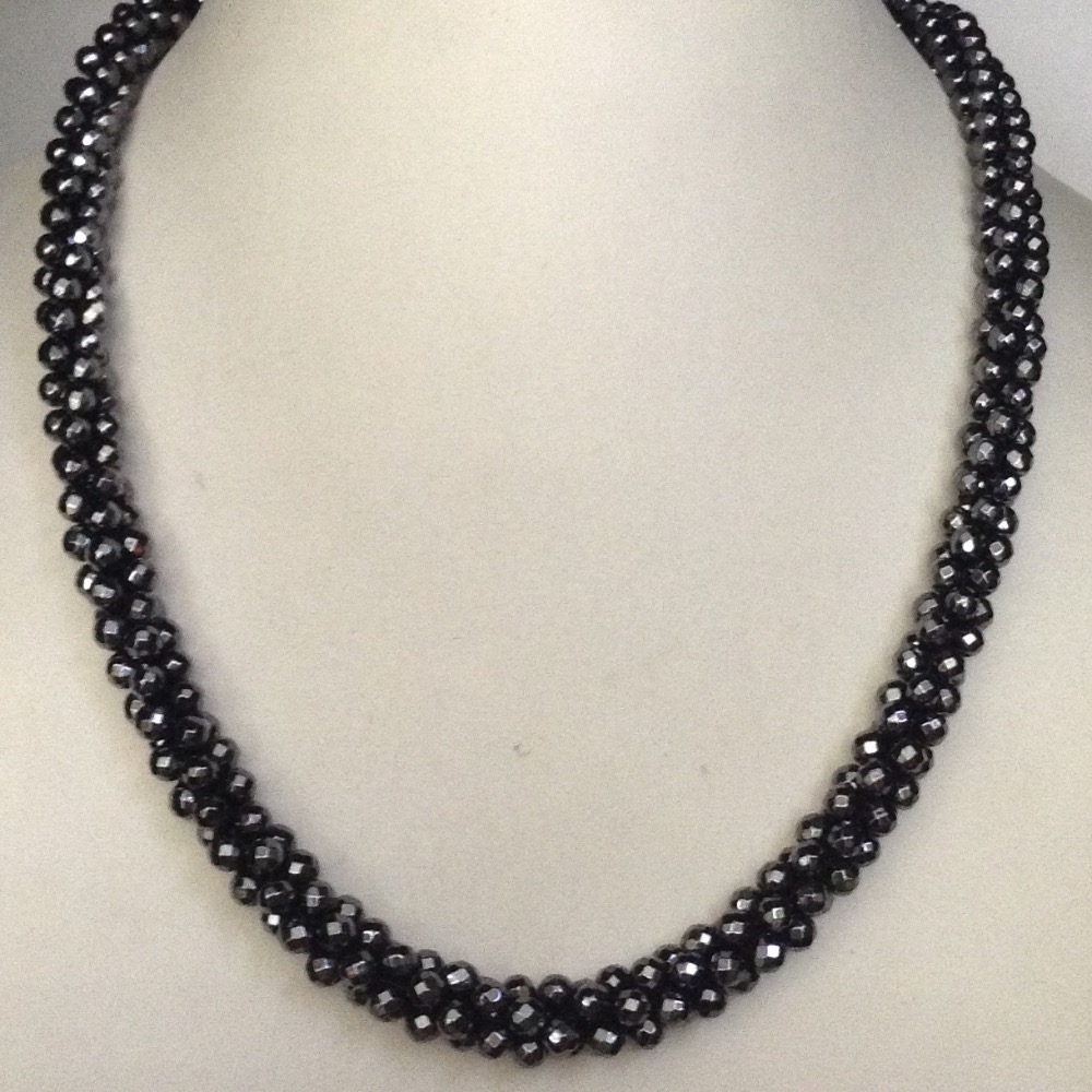 Natural gunmetal round faceted rope mala JSS0016