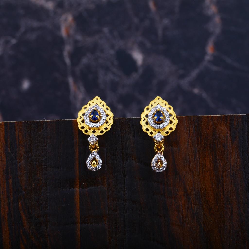 Ladies 916 Gold Cz Earrings-LFE80