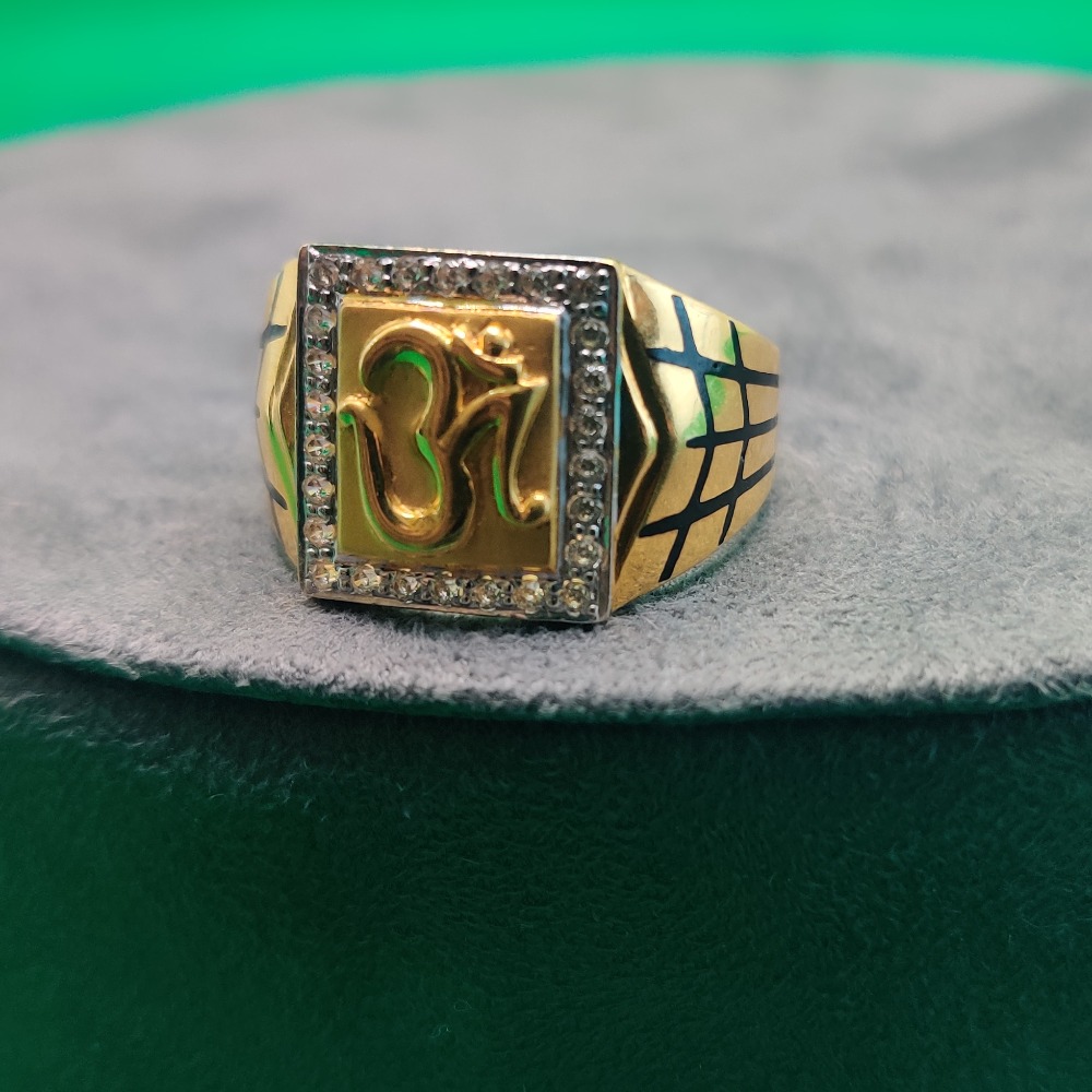 Gold Om With Square Shape Ring