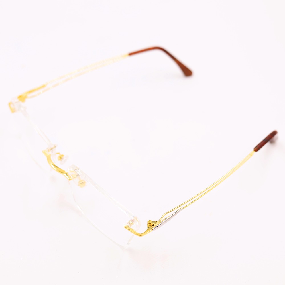 Gold 18kt rectangle rimless eyeglasses