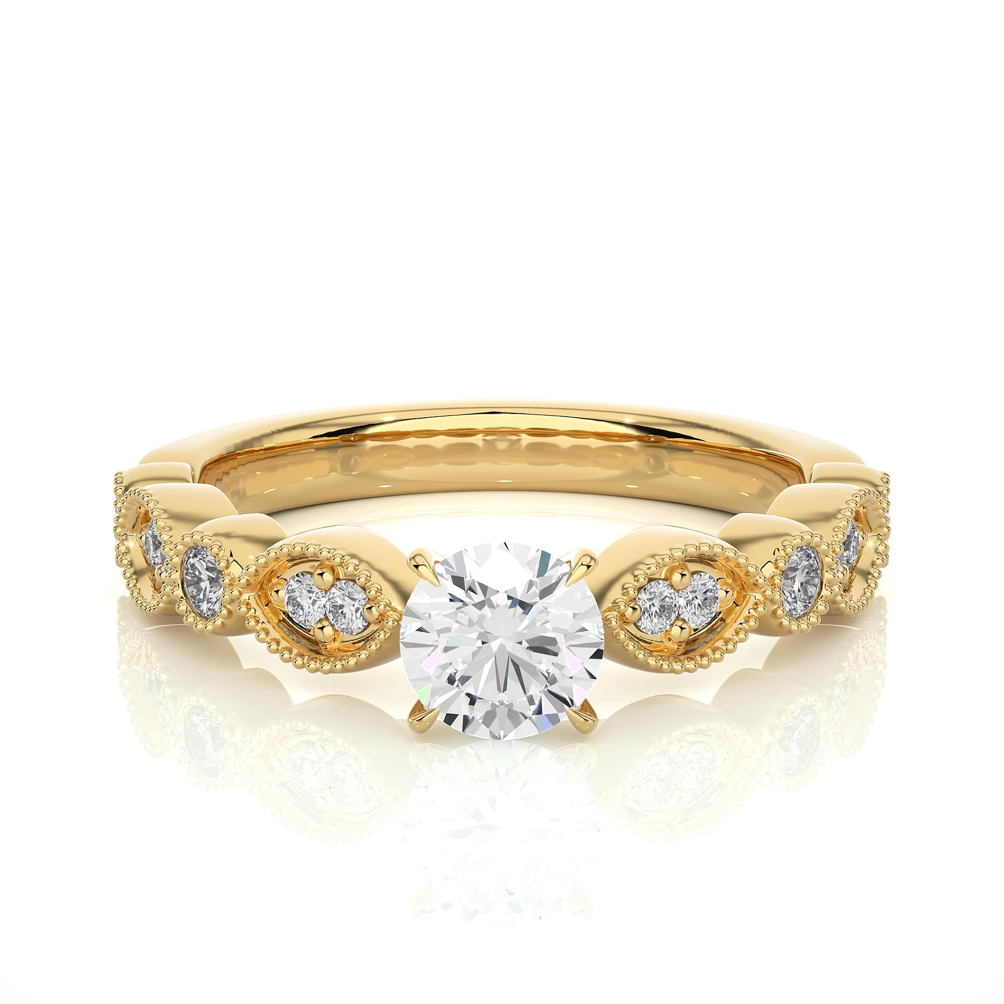 Uniquely Design Solitaire Ring YG