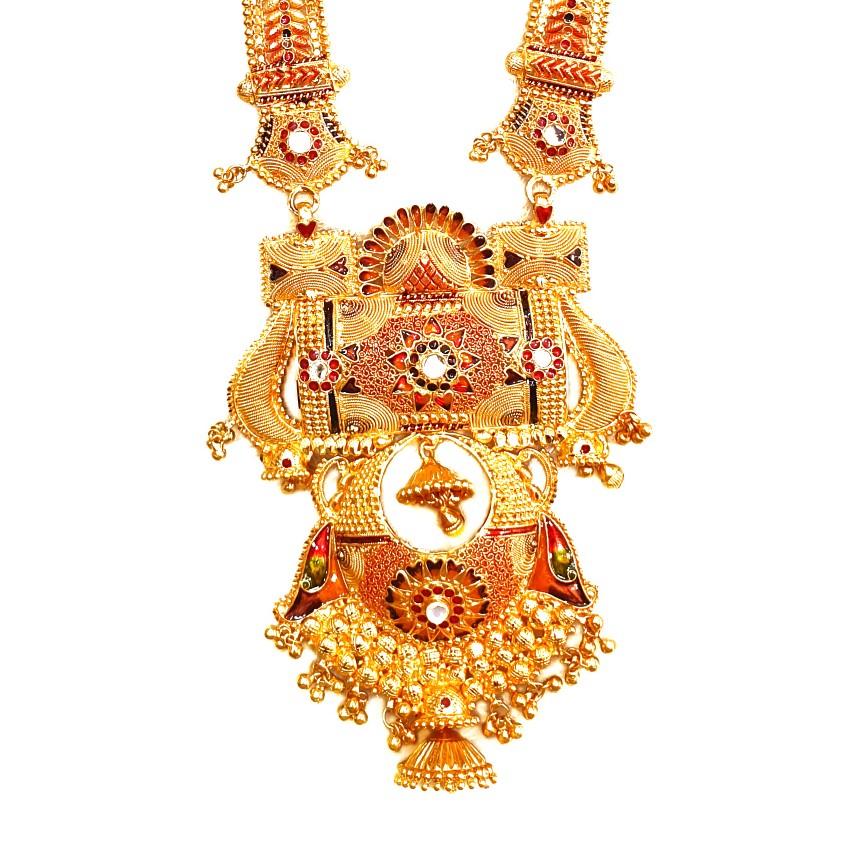 22k gold kalkatti meenakari necklace with earrings mga - gls068