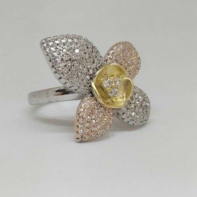 925 Sterling Silver Designer Flower Ladies Ring