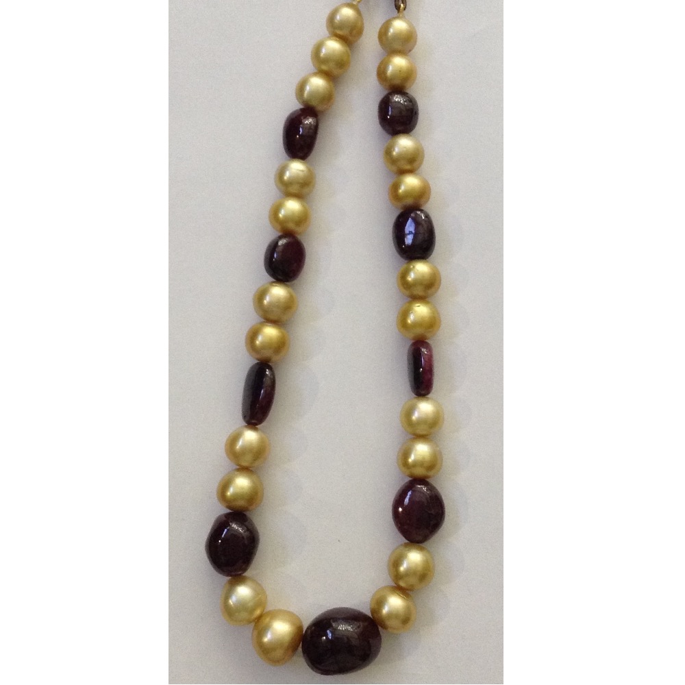 Golden south sea pearls with ruby necklace JPM0006