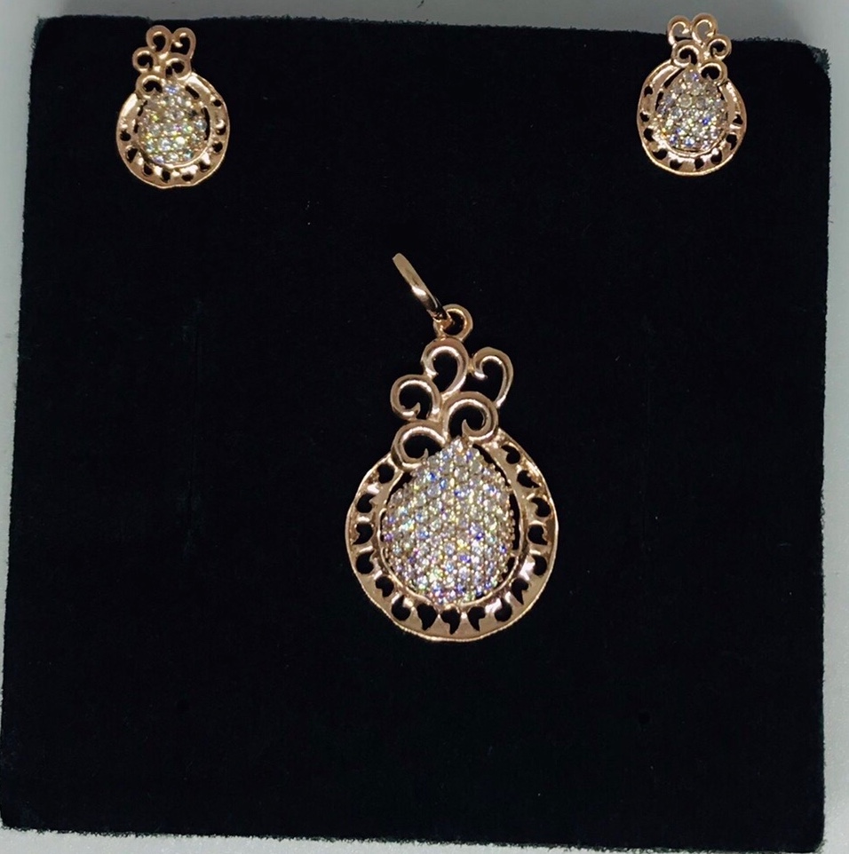 925 sterling silver Rosegold plated pendant sets