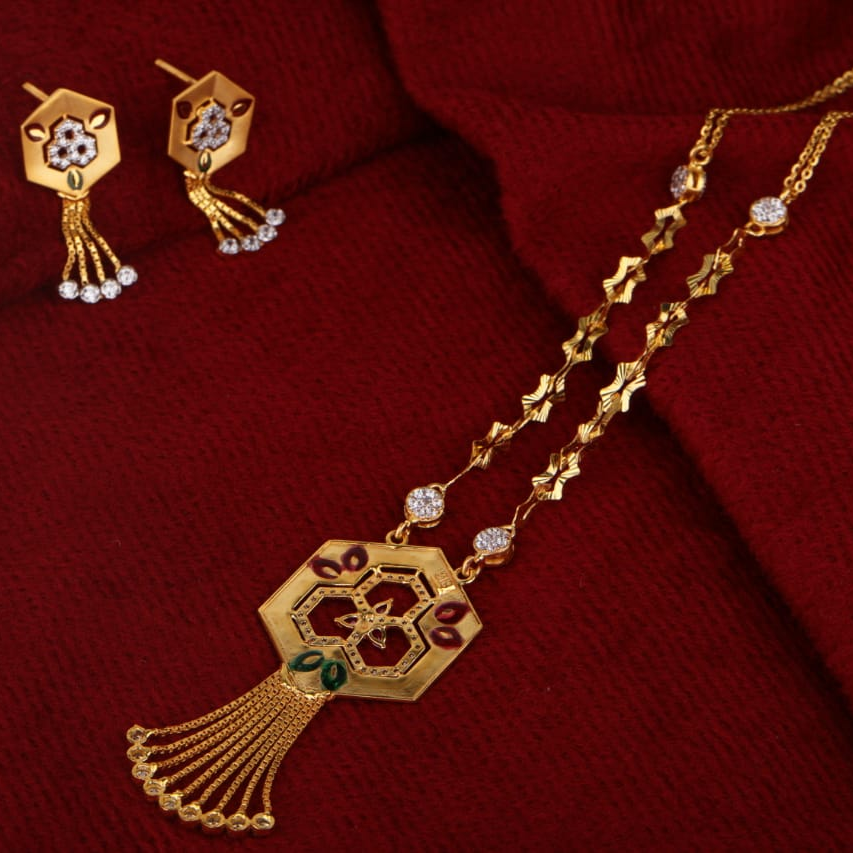 916 Gold Ladies Exclusive Chain Necklace Set CN281
