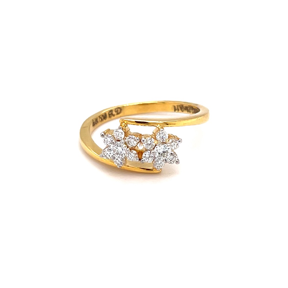 Two flower with cross band in 18k hallmark yellow gold