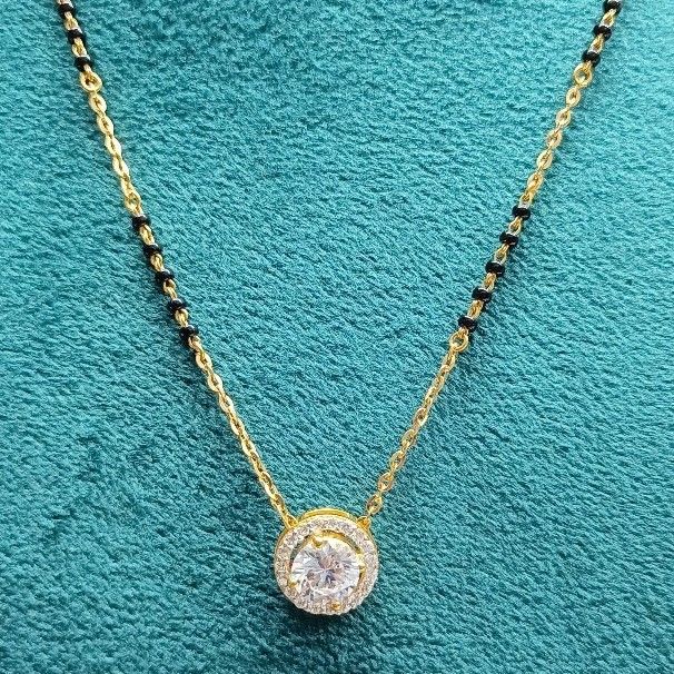 916 gold Round cz mangalsutra