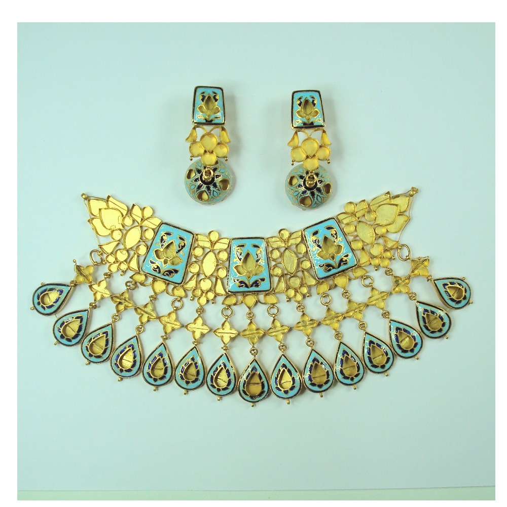 Antique jadtar kundan necklace set AKM-NS-022