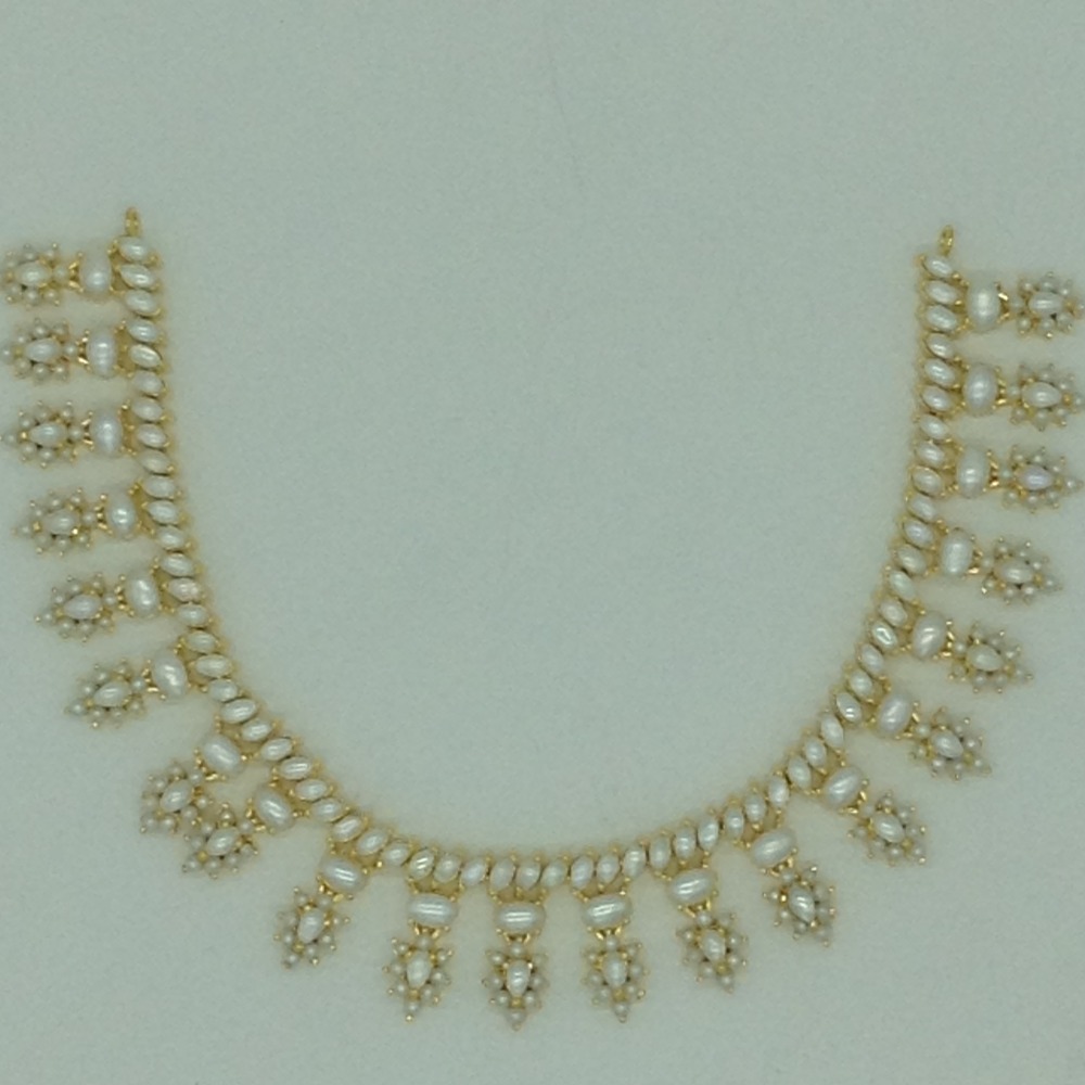 Freshwater white button pearls necklace set jnc0113