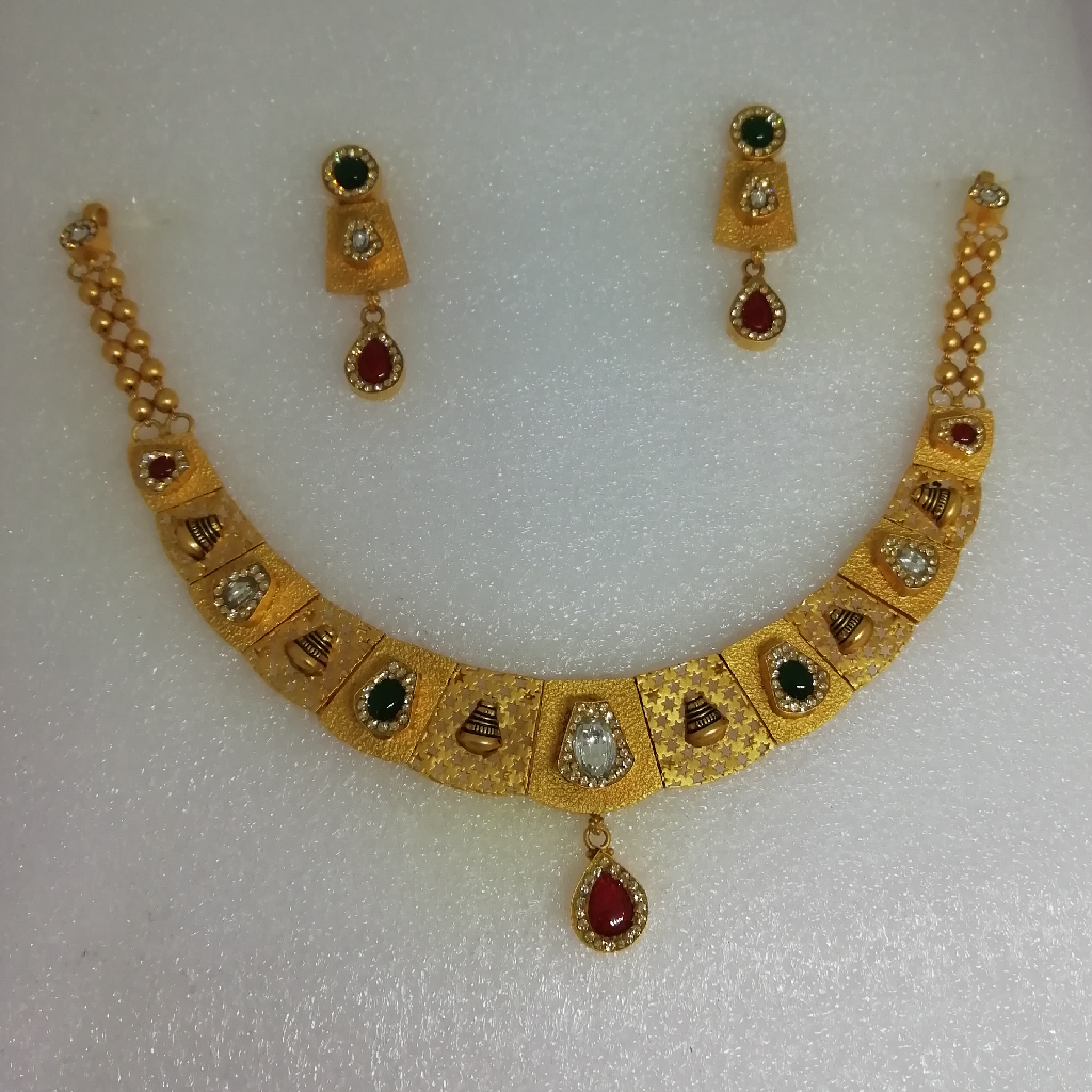 916 gold fancy antique jadtar short set
