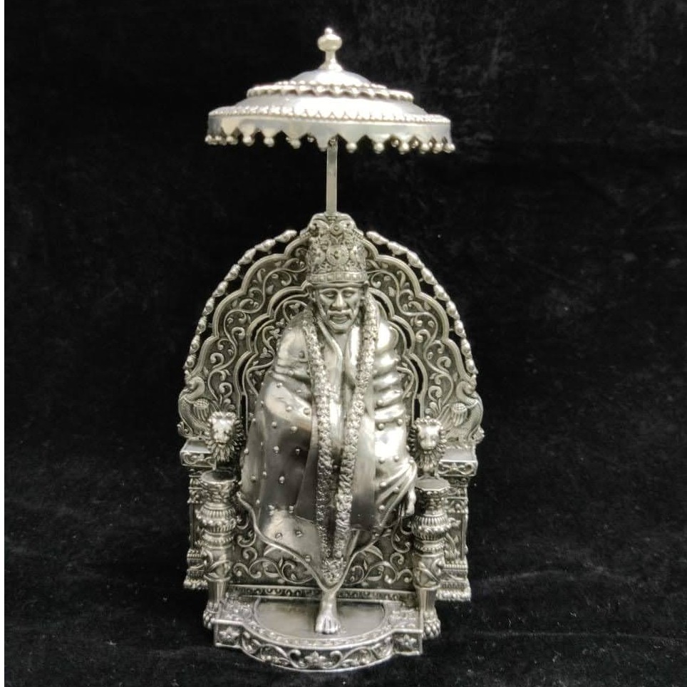 Buy quality Pure silver sai baba idol in high antique finishing po ...
