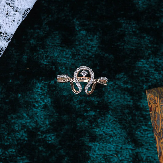 18K Gold Cz ladies Fancy ring