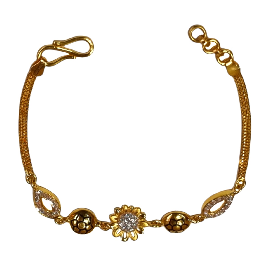 22K Gold Flower Shaped Oxidised Bracelet MGA - BRG0058