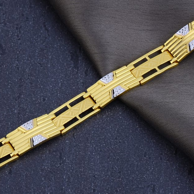 916 gold hallmark mens designer plain bracelet mpb300