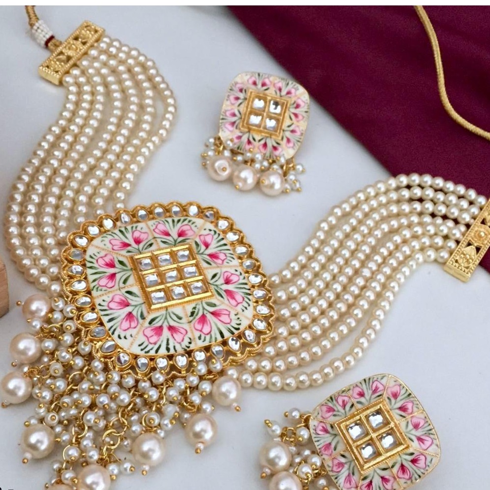 Beaded Artificial Bridal Necklace Set 