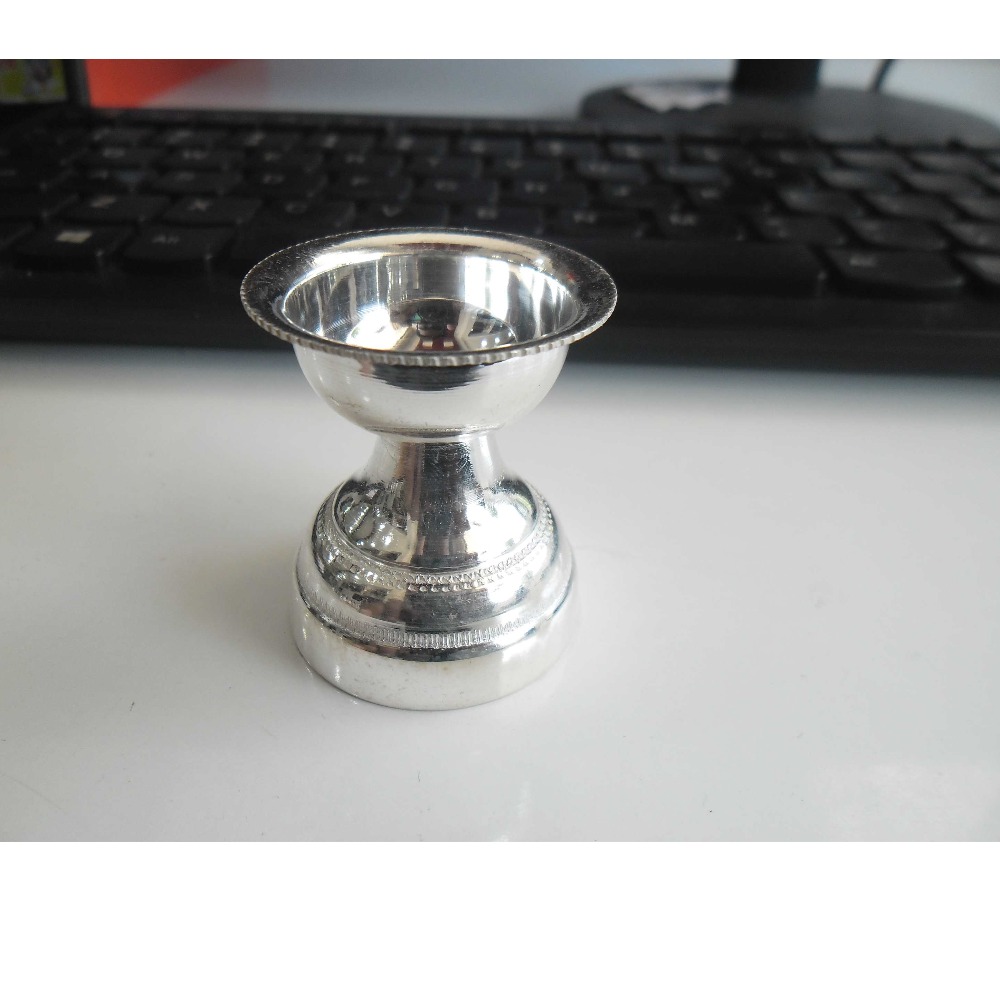 silver round shape small diya /deepak  for use daily pooja