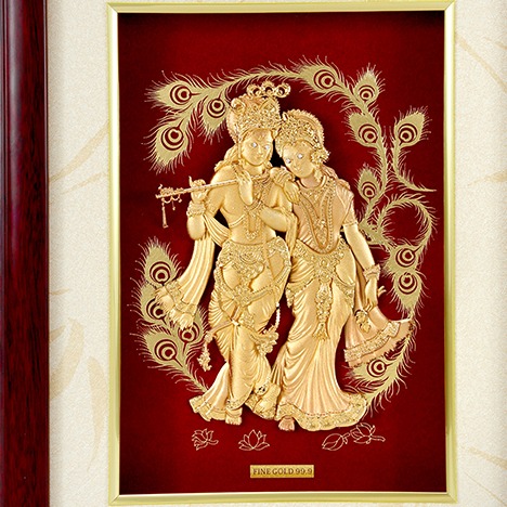 (33X42 CM)GOD RADHA KRISHNA JI DIVINE PHOTO FRAME 24 K GOLD