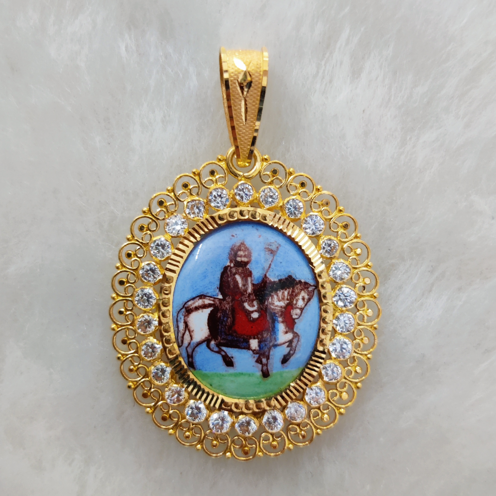 916 Gold Fancy Ramdev Pir Photo Frame Pendant