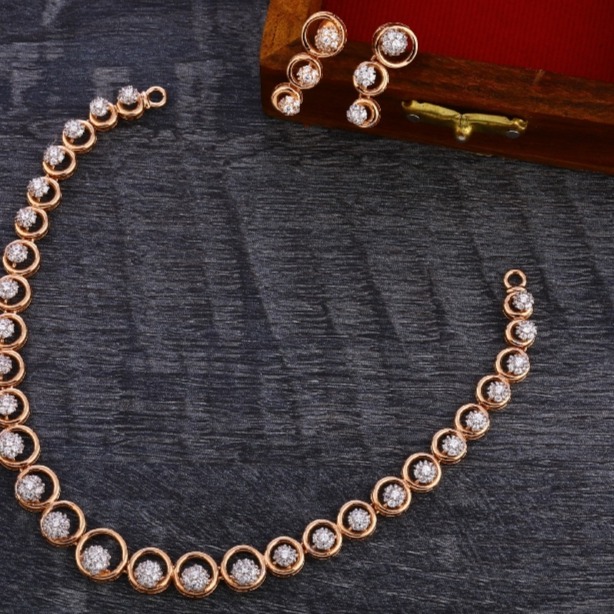 18 carat rose gold antique ladies necklace set RH-NS342
