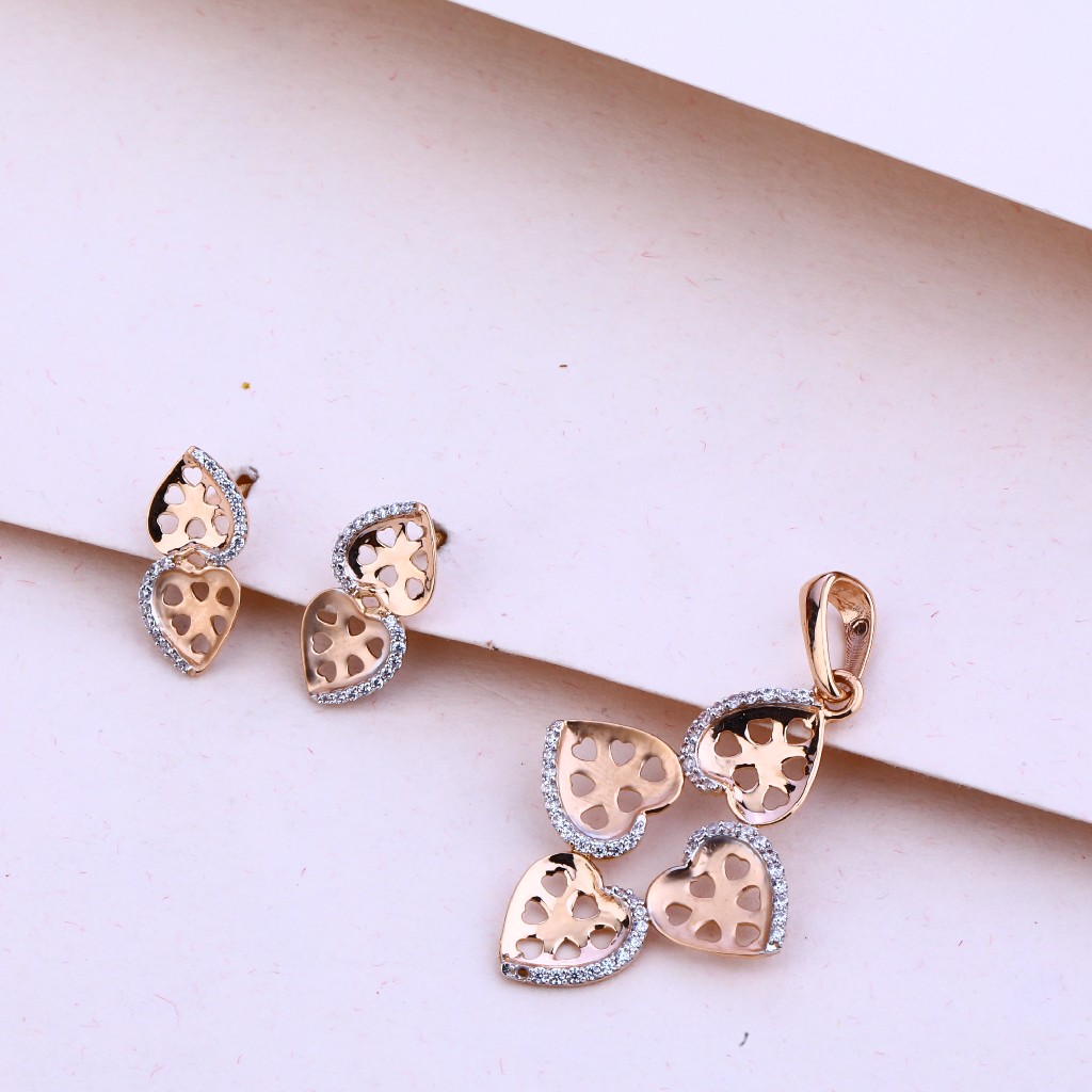 18KT Rose Gold Diamond Pendant Set RPS45