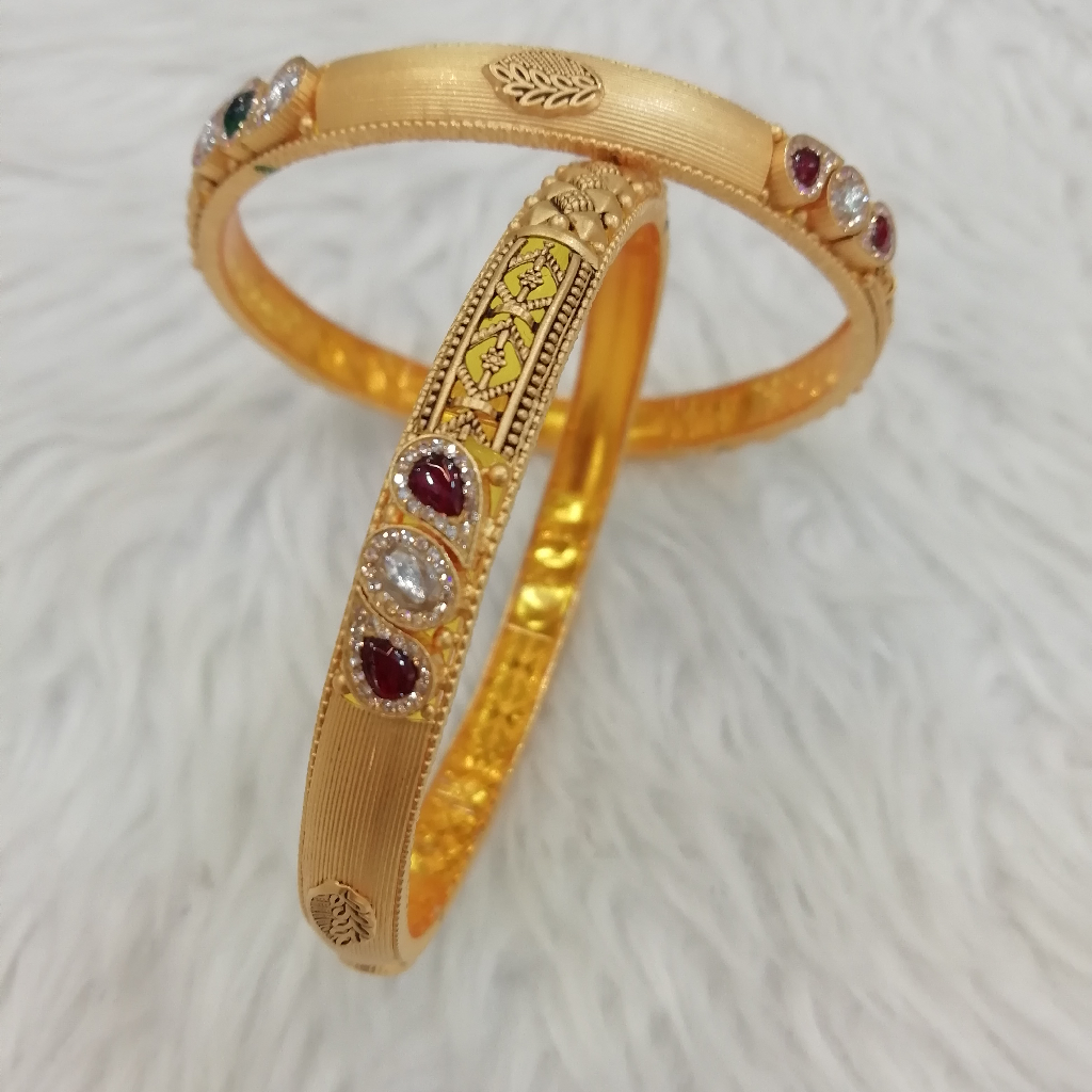 22k gold fancy sawaroxy zinkoriya diamond antique bangles