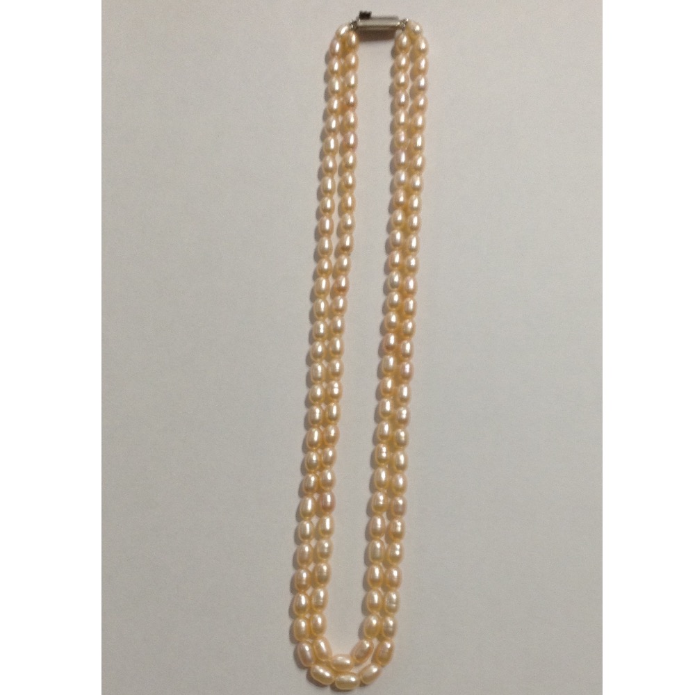 Freshwater Orange Oval Pearls Necklace 2 Layers JPM0078