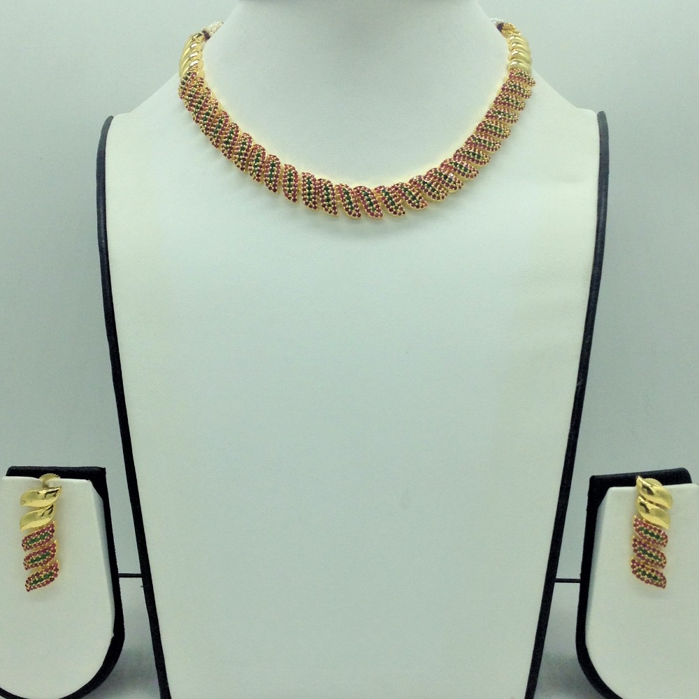 Red and Green Cz Necklace Set JNC0205