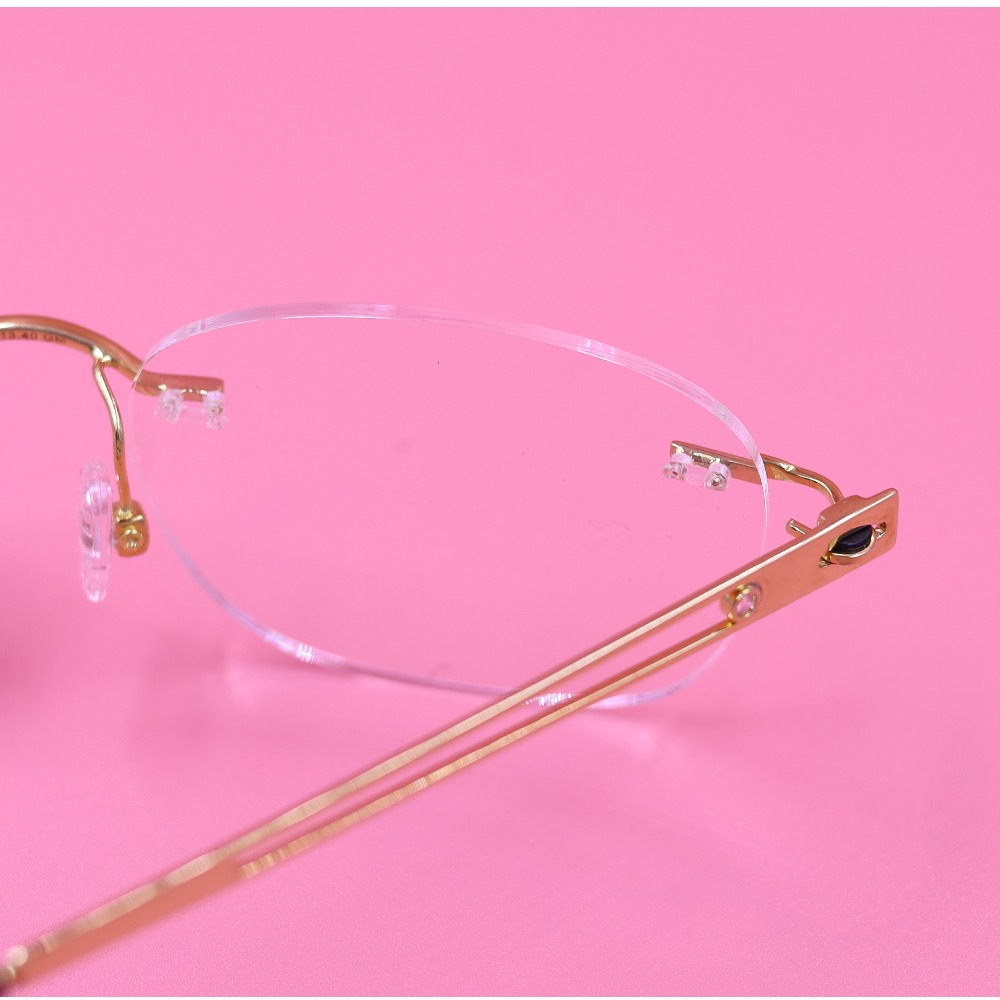 Gold Rectangle Rimless Eyeglasses