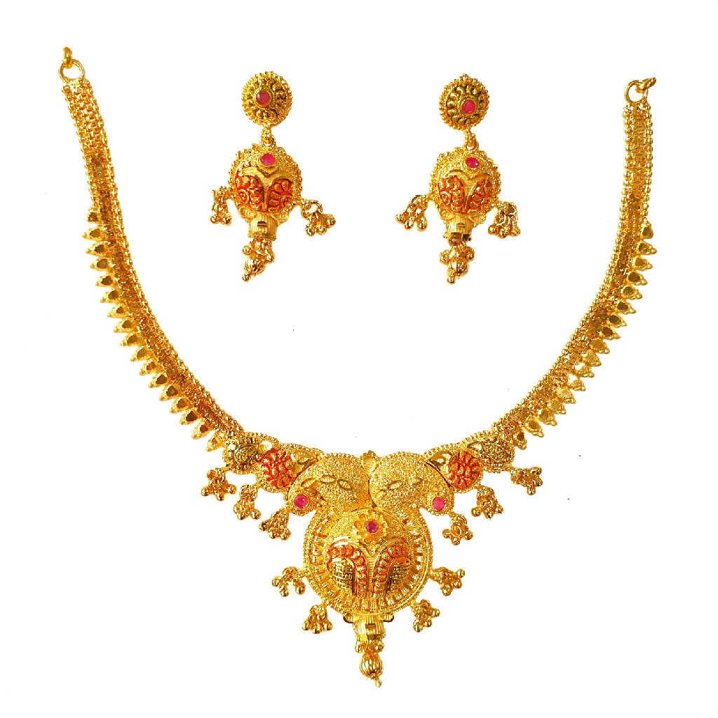 One Gram Gold Forming Designer Necklace Set MGA - STE0107