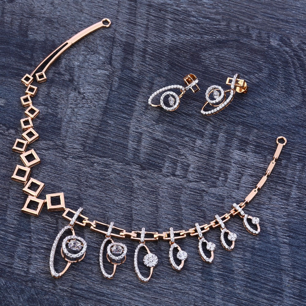 Buy quality 18Ct Rose Gold Hallmark Ladies Necklace Set RN175 in Ahmedabad